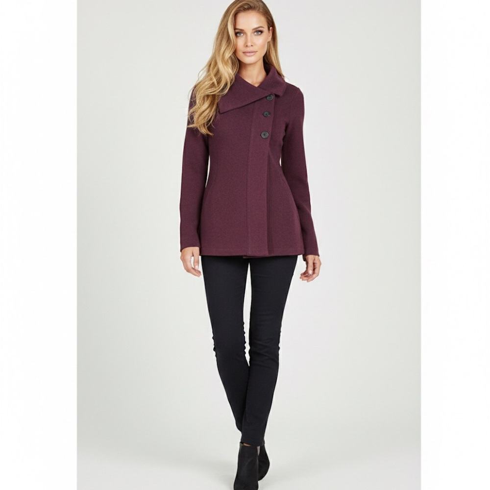 Ibex Pez Coatigan Merino Wool Reese Cardigan Button Up Sweater Jacket M Cabernet - Picture 2 of 16